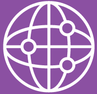 graphic icon of a globe connected by a network